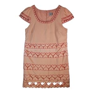 ASOS Coquette Peach Heart Cut Out Cap Sleeve Shift Dress Size 8